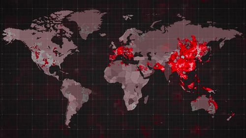 Animated Global Map Data Visualization of Red Contagion Spread