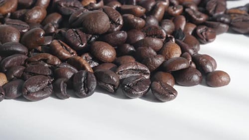 Roasted Coffee Beans on White Background