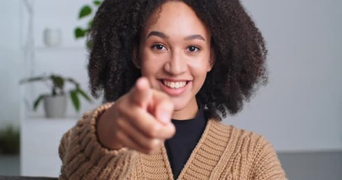 Playful Happy Afro American Girl Pretty Ethnic Woman Making Telephone Gesture Near Head with Female