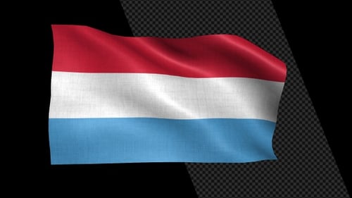 Luxembourg Flag Waving with Realistic Fabric Texture Loop