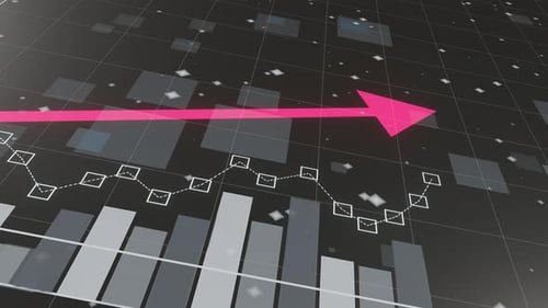 Digital Business Growth Animation with Rising Line Graph and Arrow