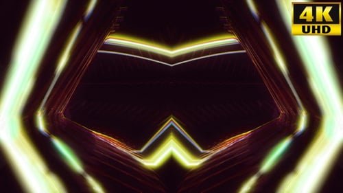 Vibrant Neon Glowing Geometric Tunnel Loop Background
