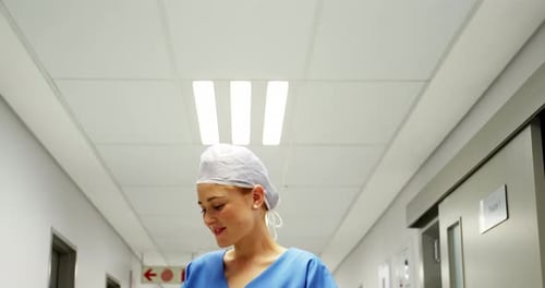 Nurse using digital tablet