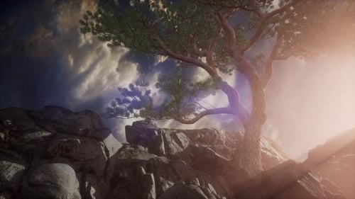 Beautiful View Above Cloudscape and Mountains