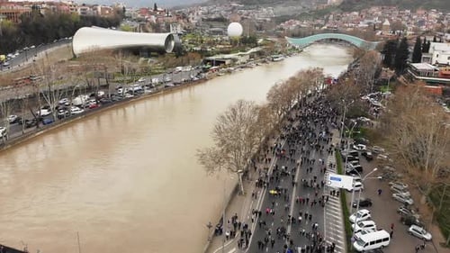 Anti Soviet Protest In Tbilisi Streets, Georgia