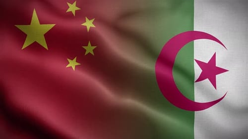 Waving Flags of China and Algeria in the Wind