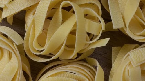 Top View of Raw Fresh Pasta Durum Wheat Pasta