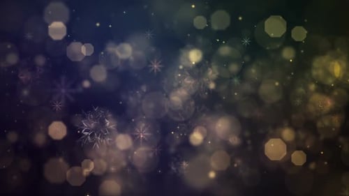 Shimmering Winter Bokeh Background with Falling Snowflakes
