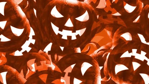 Animated Jack-o'-Lanterns Halloween Pumpkins Seamless Loop