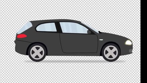Flat Design Animated Car Driving with Transparent Background
