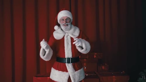 Santa Claus Dancing Joyfully in Festive Setting