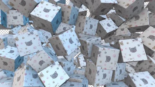 Animated Falling Cat Cubes Pattern