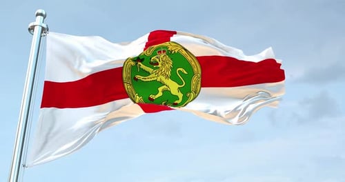 Realistic Alderney Flag Waving in Wind Animation