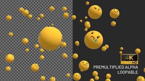 Abstract Floating Sad Emojis Animation