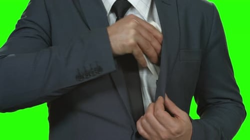 Man counting money on green screen background