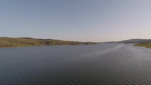 Aerial Blue Lake and Sky Horizon