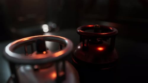 Industrial Gas Cylinders in Dark Studio 3D Animation