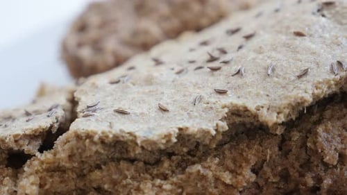 Brown Bread with Seeds Close Up Food
