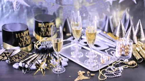 Festa de
Ano Novo com champanhe e chocolates.