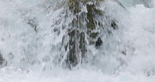 Close Up of Mountain River in the Wood in Slow Motion