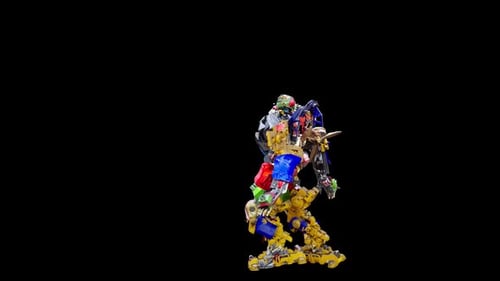 Colorful Toy Robot Character Dancing 3D Animation