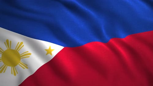 Waving Philippines National Flag with Realistic Fabric Detail