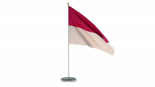 Waving Indonesian Flag Animation On Pole