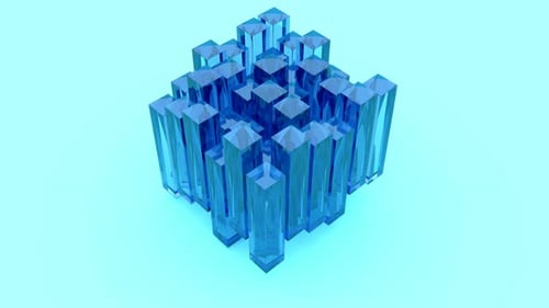 Blaue Glasboxen Intro, die sich nahtlos zusammenziehen lassen