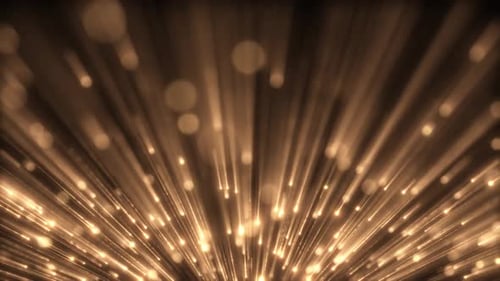 Golden Abstract Particle Light Rays Upward Flow