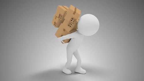 3D Man Carrying Boxes Behind His Back Loop With Alpha