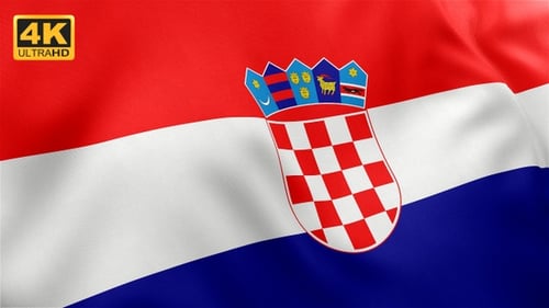 Realistic Croatian Flag Waving Seamless Loop Animation