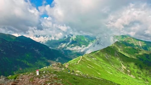 Vue depuis Kasprowy Wierch sur la vallée verdoyante en été, les Tatras