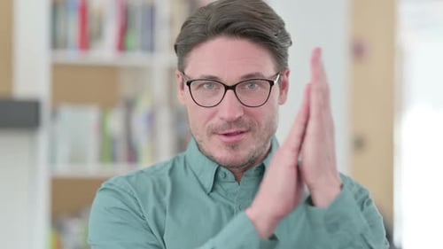 Man Clapping Hands in Celebration, Close Up