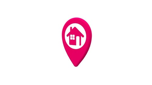 Pink 3D Map Pointer With House Icon V5