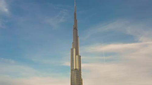 Aerial hyperlapse of burj khalifa skyscraper, Dubai, U.A.E.