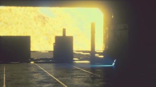 Interior of Spaceship Near Big Solar Star