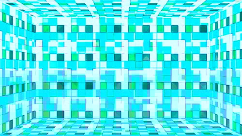 Dynamic Glowing Geometric Cubes Room Seamless Loop Background