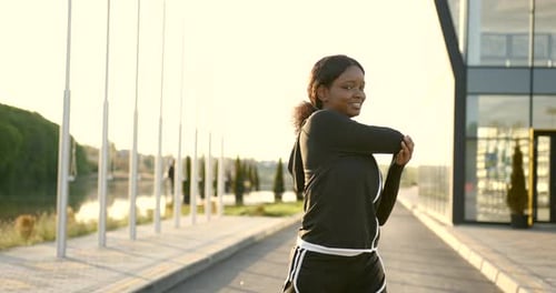 African Fitness Woman Preparing for a Run