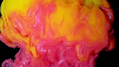 Bright Pink and Yellow Liquid Abstract