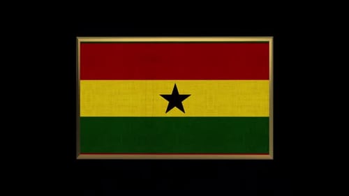 Ghana Flag 3D Animation with Golden Frame