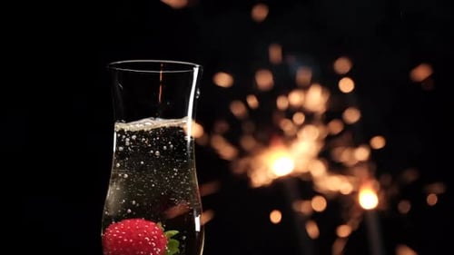 Champagne and Strawberry with Sparklers Celebration
