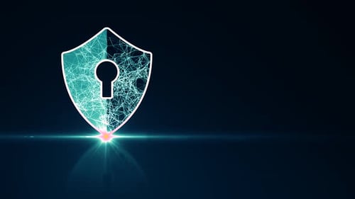 Futuristic Digital Security Shield Network Reveal Animation