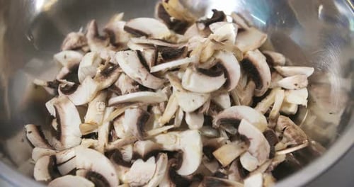 Bowl of Sliced Mushrooms, Fresh Ingredients