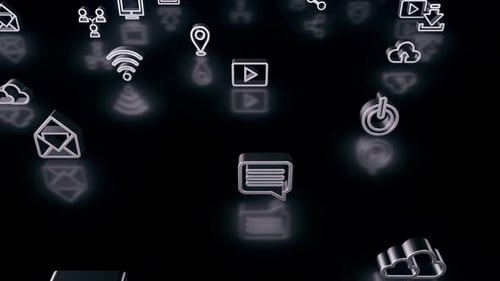 Modern 3D Internet Communication Icons Background Loop