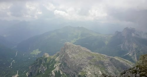 Aerial drone view of landscapes in the mountains.