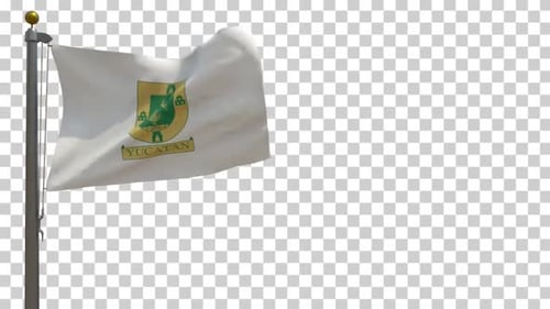 Realistic Yucatan Flag Waving on Transparent Alpha Channel