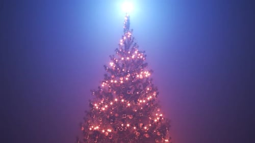 Magical Christmas Tree Growth with Glowing Lights and Presents