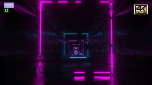 Abstract Neon Square Tunnel Geometric Light Animation