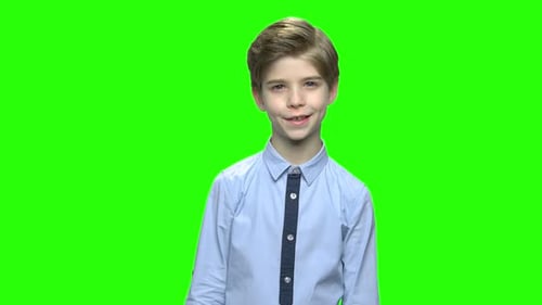 Boy Smiling, OK Gesture on Green Screen