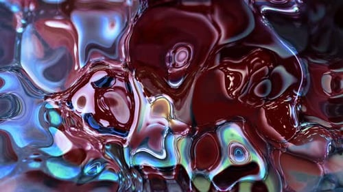 Erstaunlicher abstrakter Hintergrund Wasser glänzende Flüssigkeit, Schwarz Cyan Red Dark Water Paint Liquid Animation